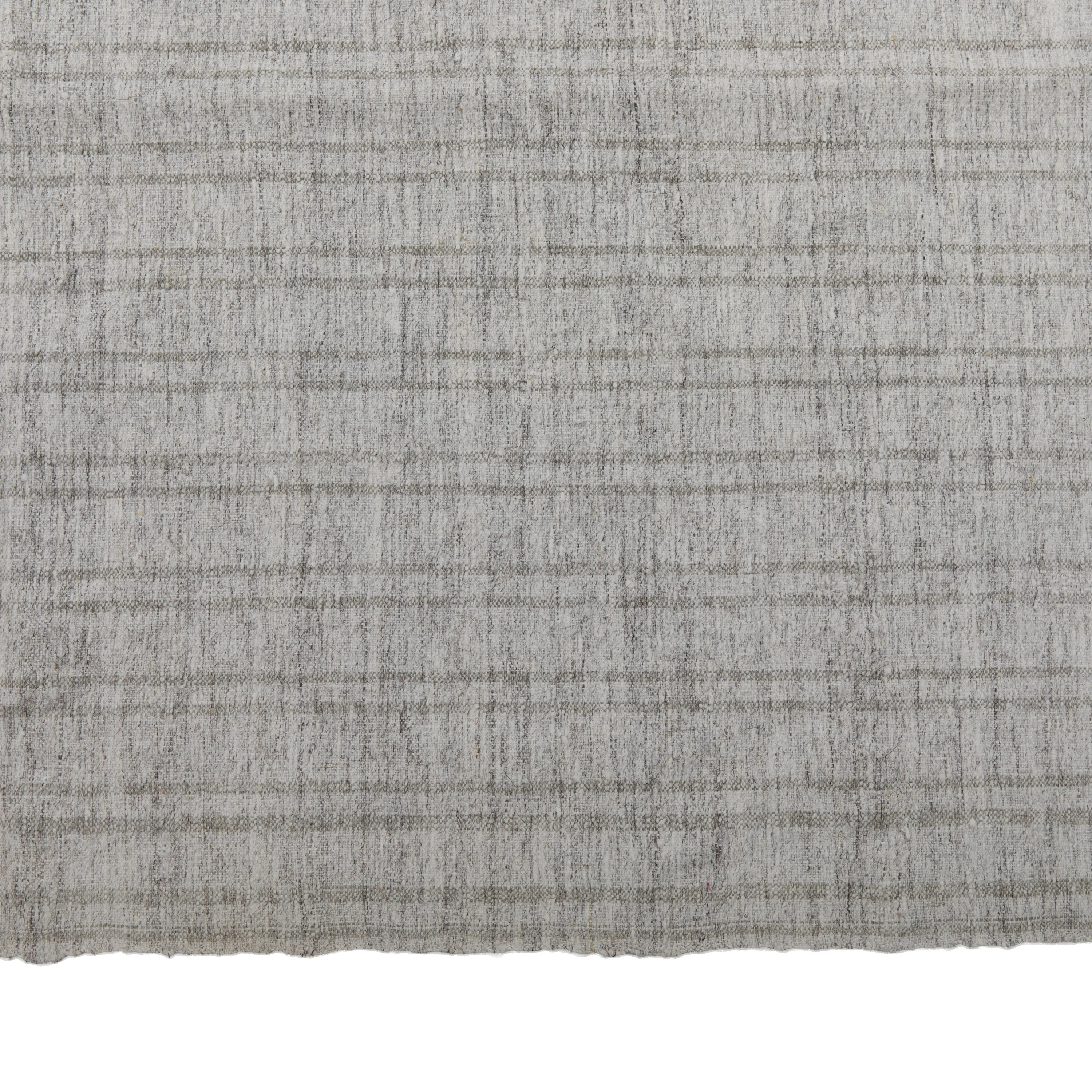 Grey Turkish Flatweave Wool Rug - 6'5" x 11'10"