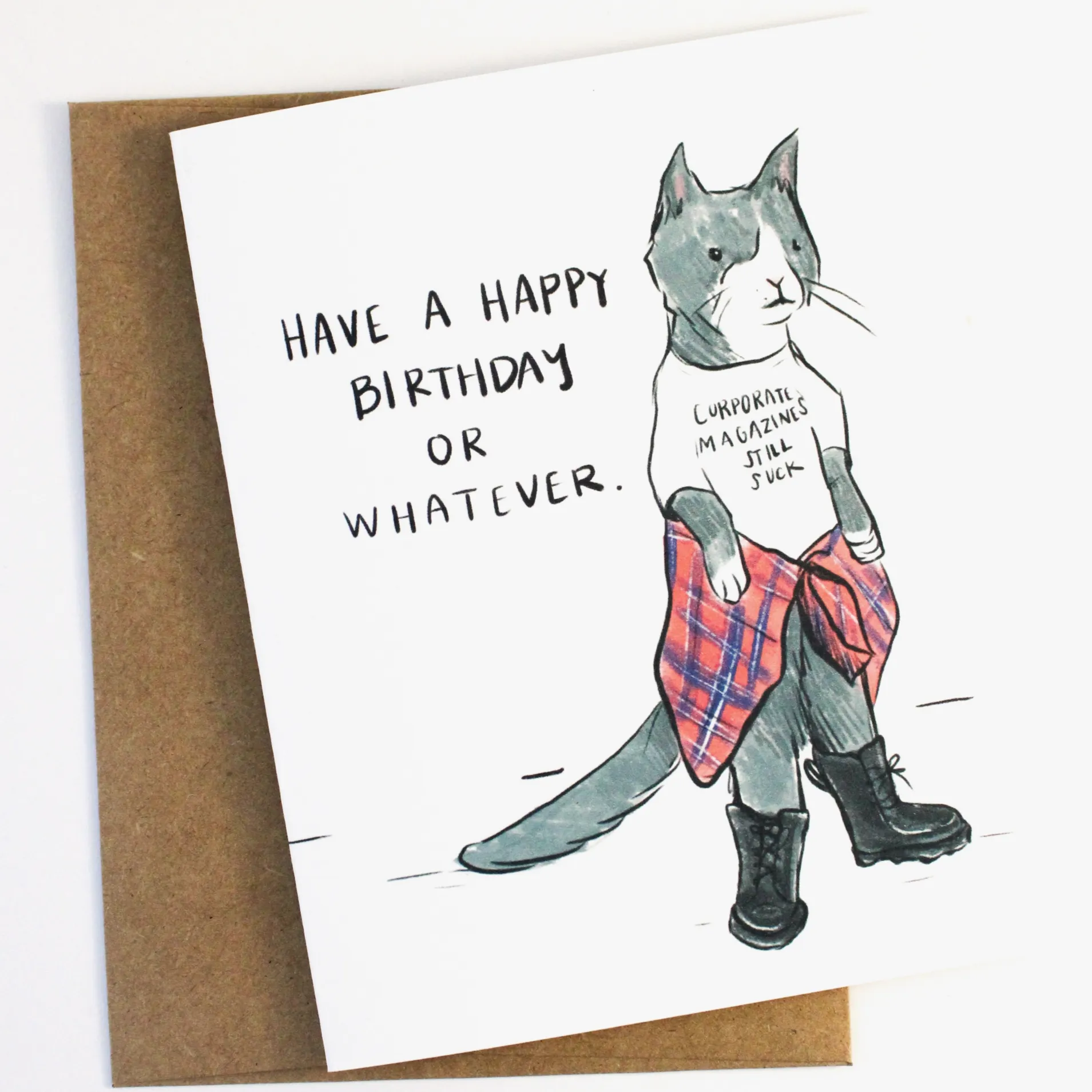 Grunge Kitty Birthday Card