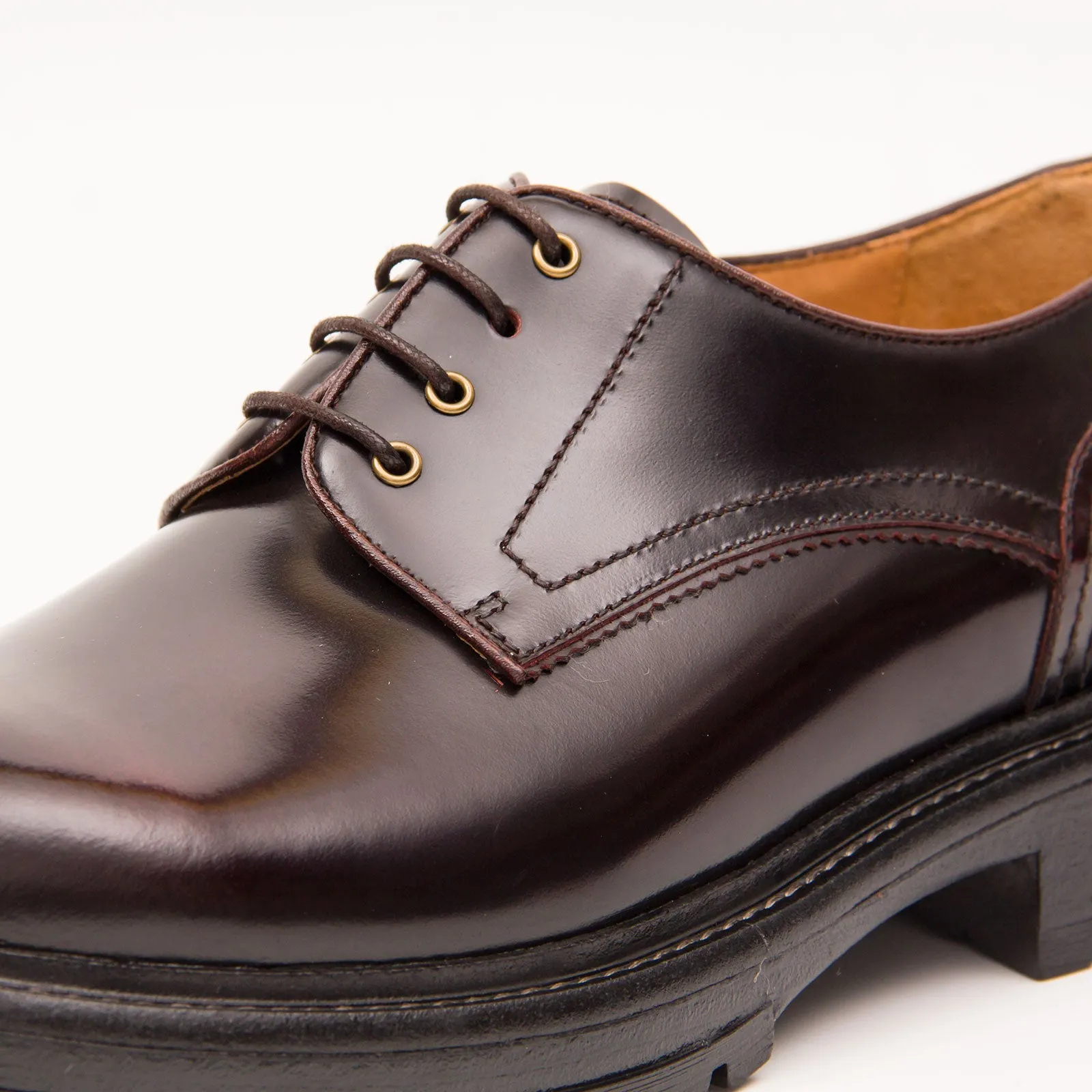 Handcrafted Big Toe Derby Shoes with Thick Sole  Wine red