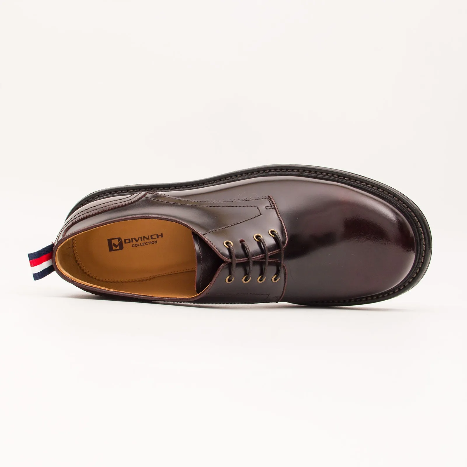 Handcrafted Big Toe Derby Shoes with Thick Sole  Wine red