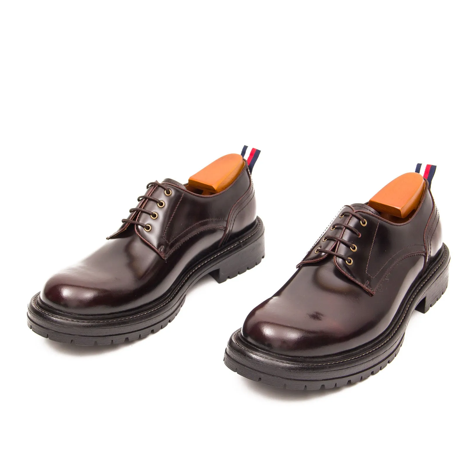 Handcrafted Big Toe Derby Shoes with Thick Sole  Wine red