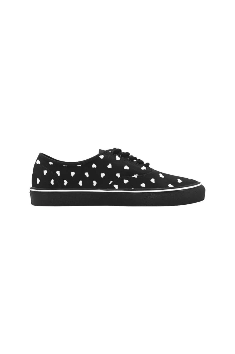 Heart Printed Classic Women's Canvas Low Top Shoes (Model E001-4)