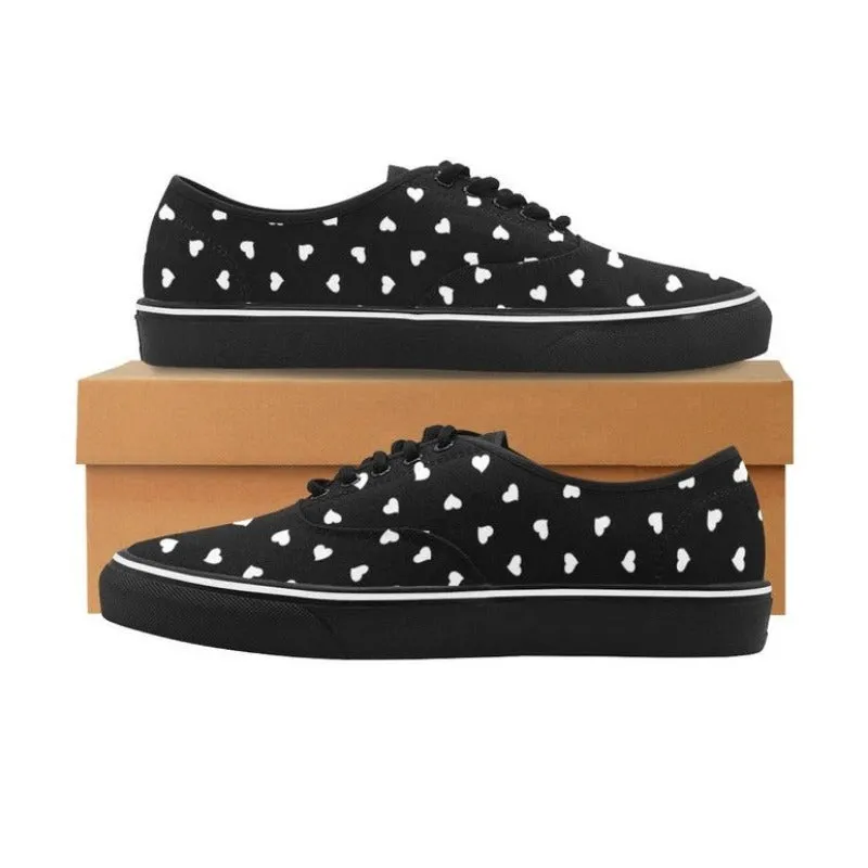 Heart Printed Classic Women's Canvas Low Top Shoes (Model E001-4)