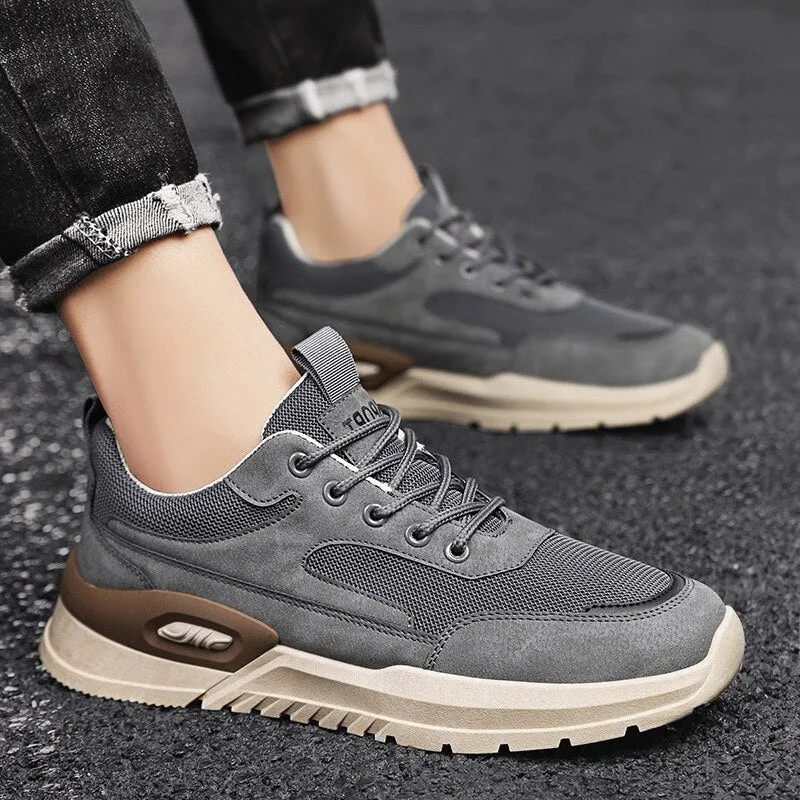 Hnzxzm New Fashion Sneakers Men Spring Autumen Male Footwear Thick Sole Mens Casual Shoes Breathable Mesh Sneakers Black Grey A4752