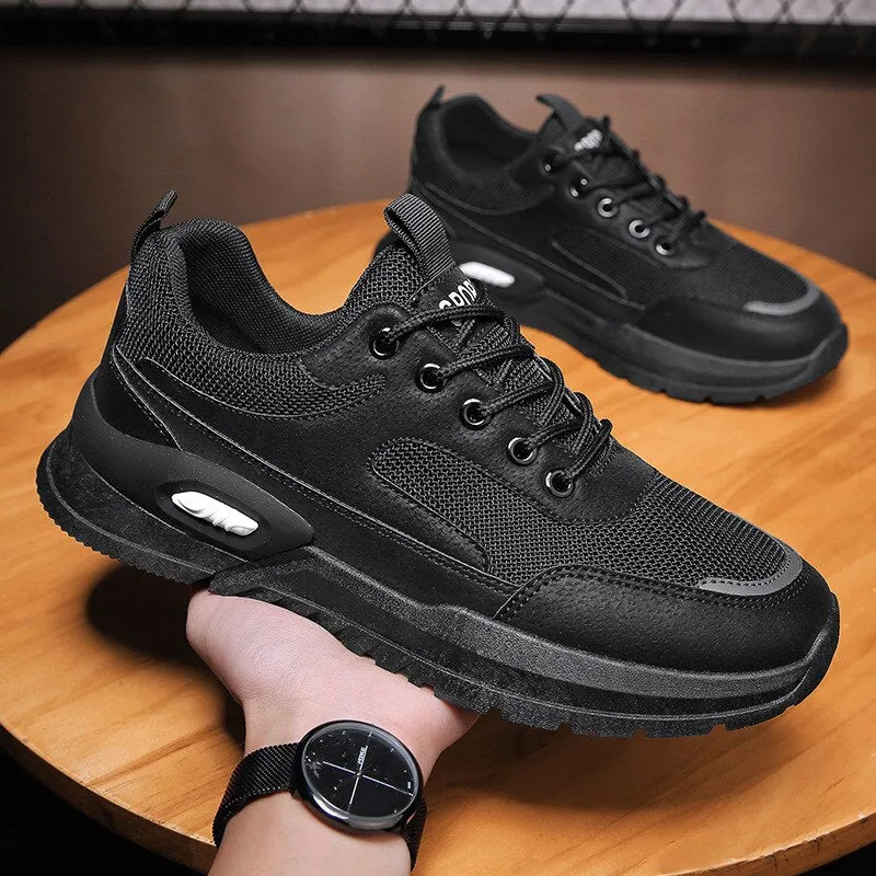 Hnzxzm New Fashion Sneakers Men Spring Autumen Male Footwear Thick Sole Mens Casual Shoes Breathable Mesh Sneakers Black Grey A4752