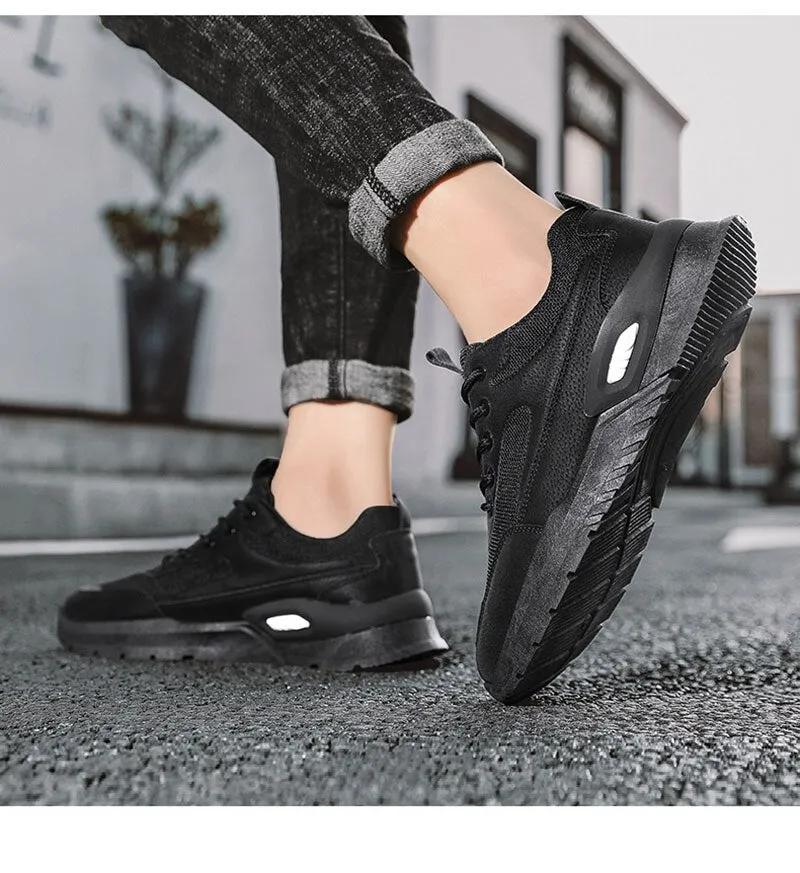 Hnzxzm New Fashion Sneakers Men Spring Autumen Male Footwear Thick Sole Mens Casual Shoes Breathable Mesh Sneakers Black Grey A4752