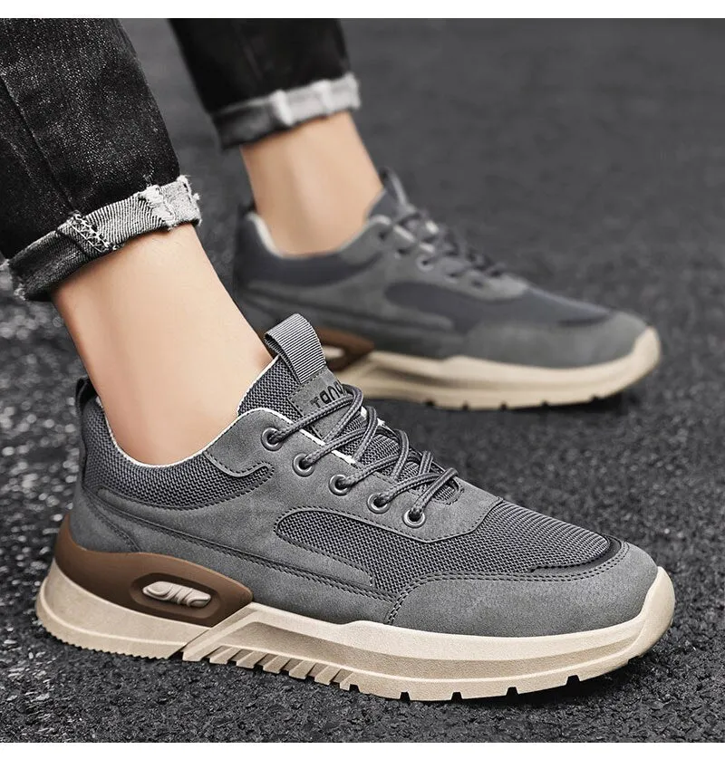 Hnzxzm New Fashion Sneakers Men Spring Autumen Male Footwear Thick Sole Mens Casual Shoes Breathable Mesh Sneakers Black Grey A4752