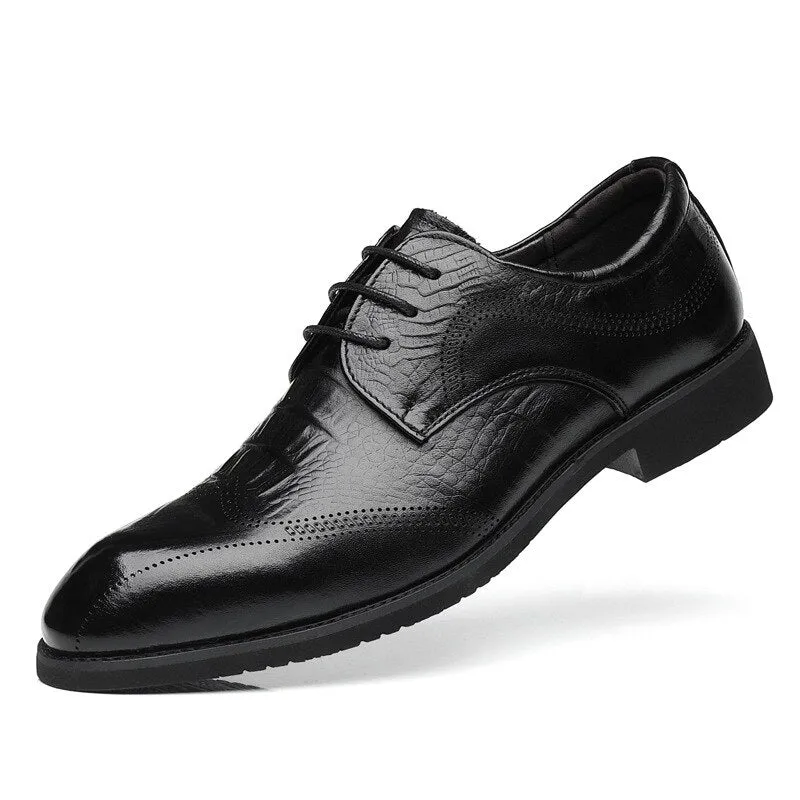 Hnzxzm New Genuine Leather Shoes Men Business Shoes Fashion Mens Casual Shoes Brand Male Footwear Black Party Shoes A4417