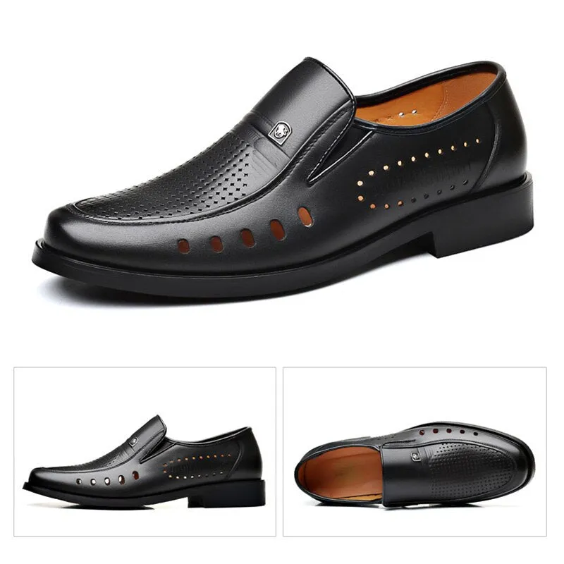 Hnzxzm New Spring Summer Shoes Men Brogues Genuine Leather Mens Casual Shoes Breathable Brand Male Footwear Black White A4499