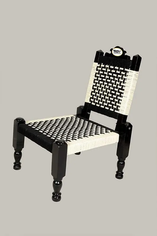 Indian Solid Wood Handmade Charpai Pida Chair Manjhi Woven Pida Chair