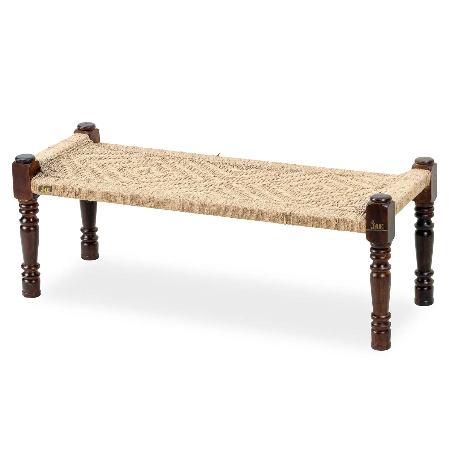 Indian Solid Wood Handmade Jute Rope Bench Charpai Khat Manjhi Woven Charpai Daybed