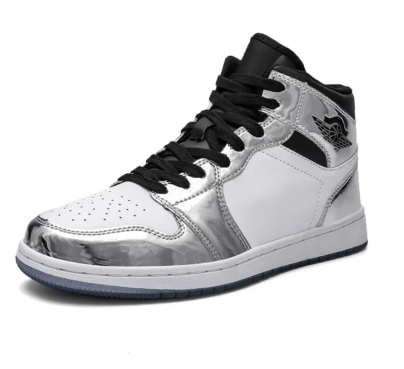 JJ tiger Men's fall liquid electric silver Air Force One sport shoes Fashion high top casual sneakers(39-45 Optional)