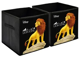 Kuber Industries Disney Lion King Print Non Woven Fabric 2 Pieces Foldable Large Size Storage Cube Toy,Books,Shoes Storage Box with Handle (Black)