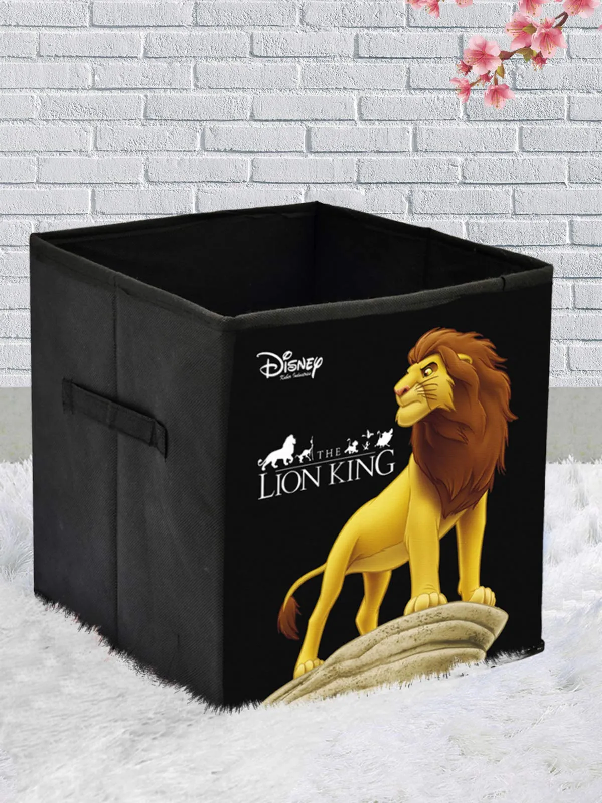 Kuber Industries Disney Lion King Print Non Woven Fabric 2 Pieces Foldable Large Size Storage Cube Toy,Books,Shoes Storage Box with Handle (Black)