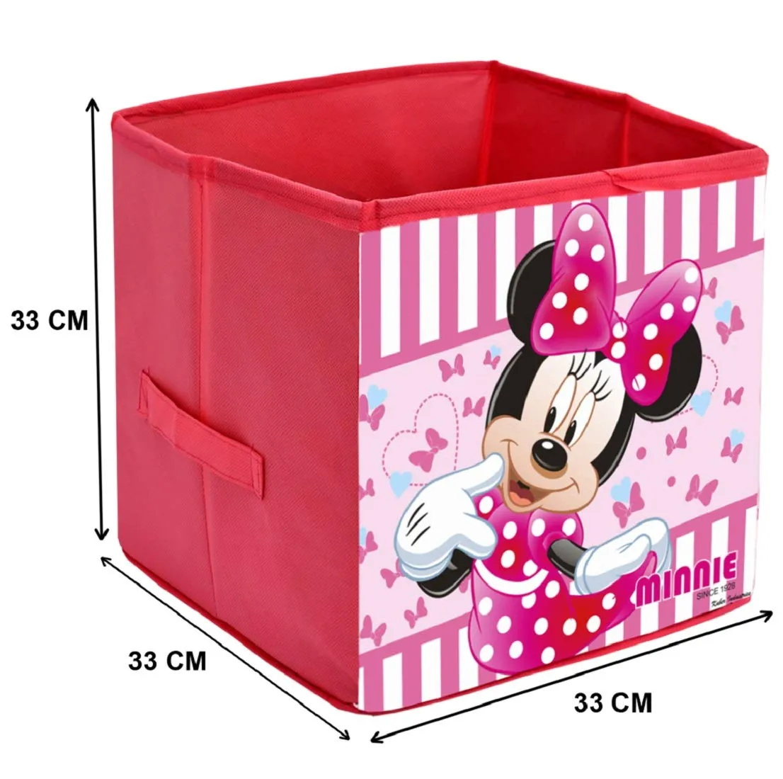 Kuber Industries Disney Print Non Woven Fabric 2 Pieces Foldable Large Size Cloth Storage Box Toy, Books Wardrobe Organiser Cube with Handle (Brown & Pink)