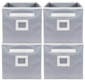 Kuber Industries Non Woven 4 Pieces Fabric Foldable Cubes Storage Box with Handle, Extra Large (Grey)-KUBMART2126, Pack of 4