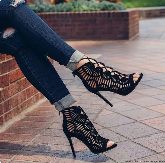 Lace high heels