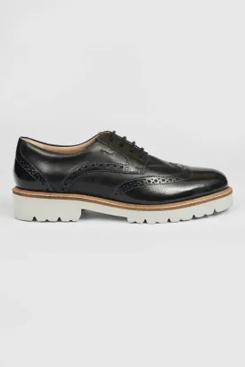 Ladies Lace Up Brogues Pod Leather/Patent Ladies Shoes Navy Kortney