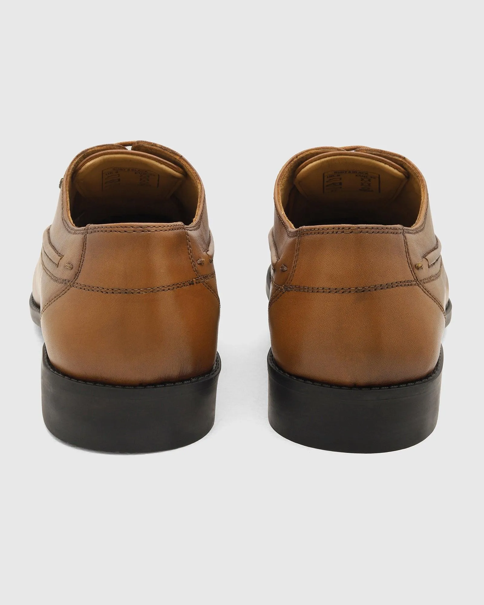 Leather Tan Solid Oxford Shoes - Ruby