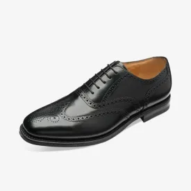 Loake 302 Brogued Leather Mens Shoe - Black Polished Leather