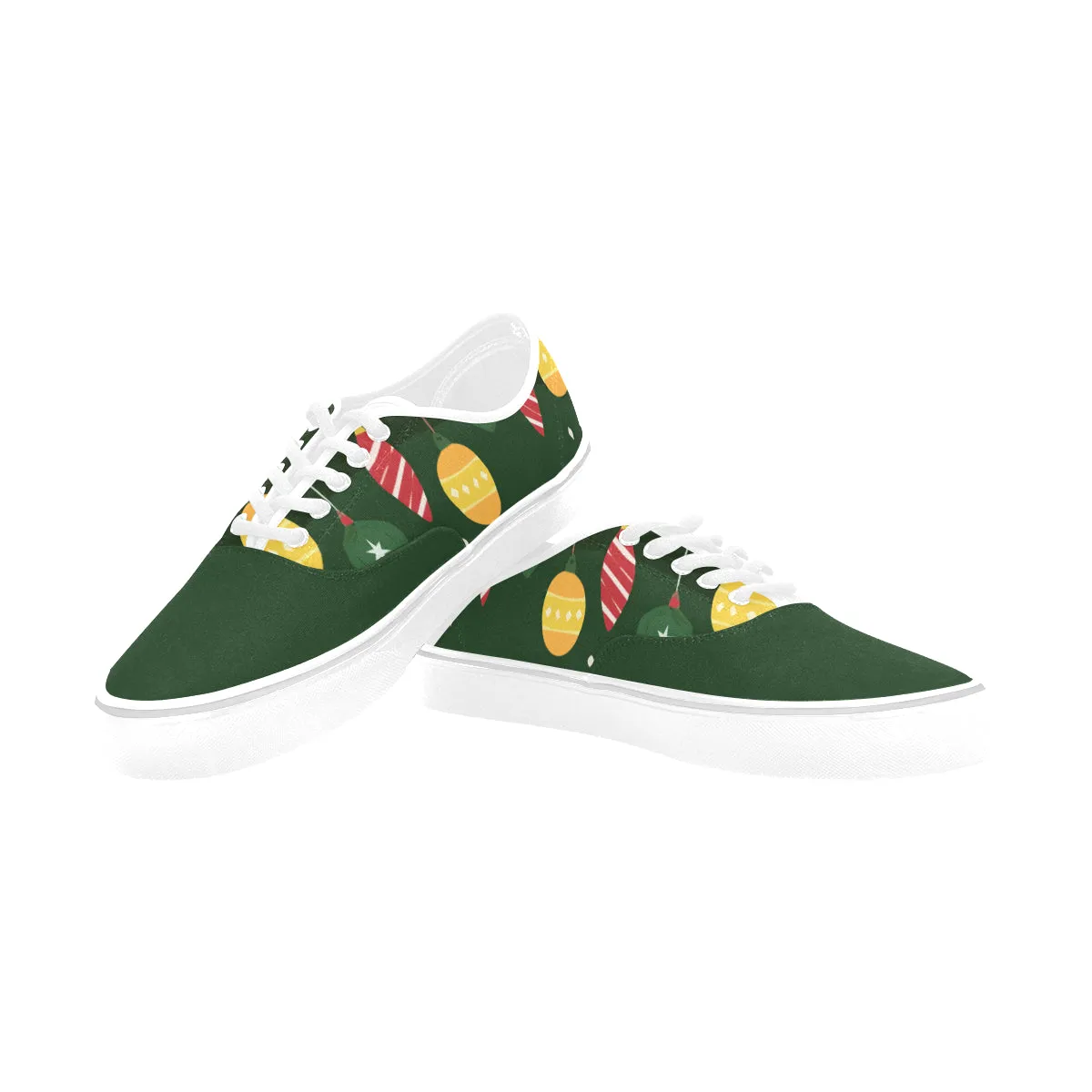 Men's Christmas Lights Print Big Size Canvas Low Top Shoes