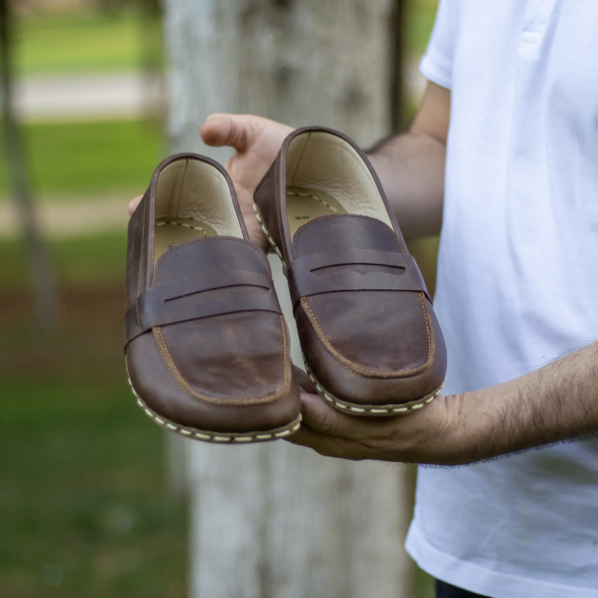 Men's Leather Earthing Barefoot Shoes Crazy Classic Brown