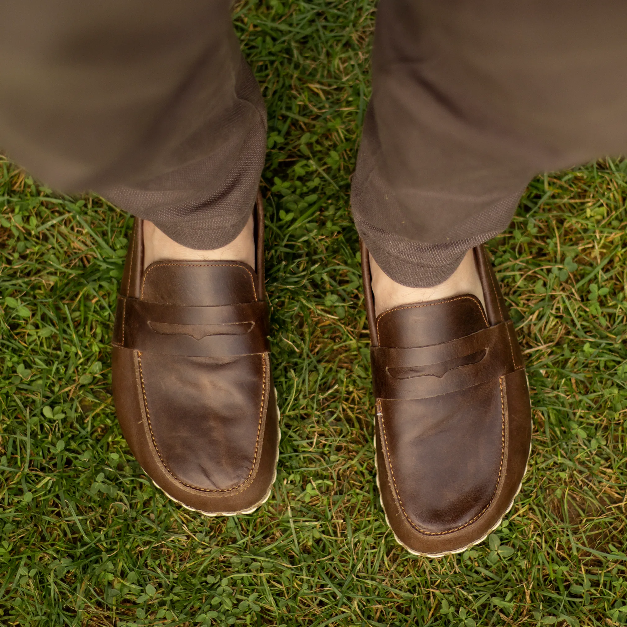 Men's Leather Earthing Barefoot Shoes Crazy Classic Brown