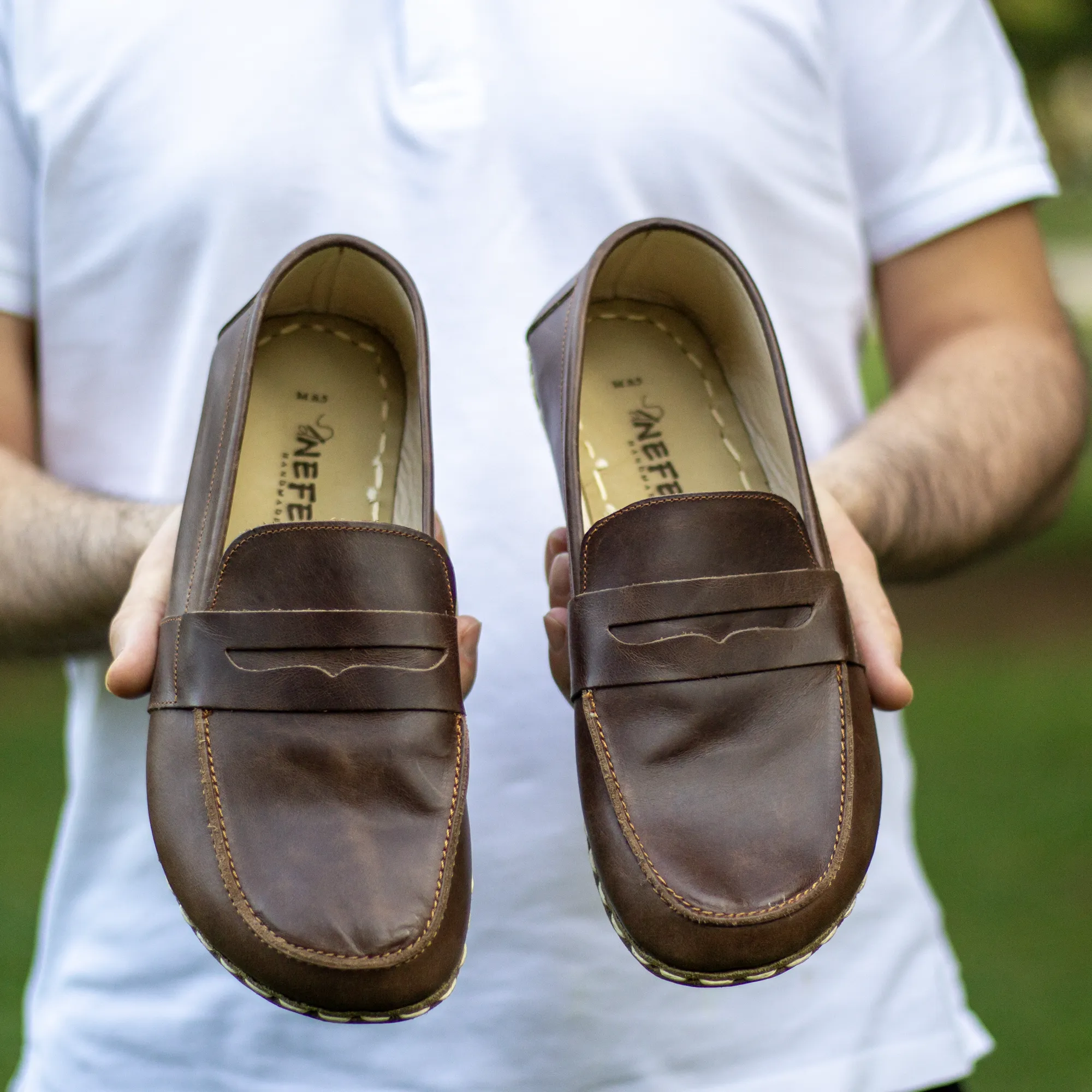 Men's Leather Earthing Barefoot Shoes Crazy Classic Brown