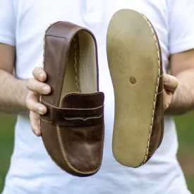 Men's Leather Earthing Barefoot Shoes Crazy Classic Brown