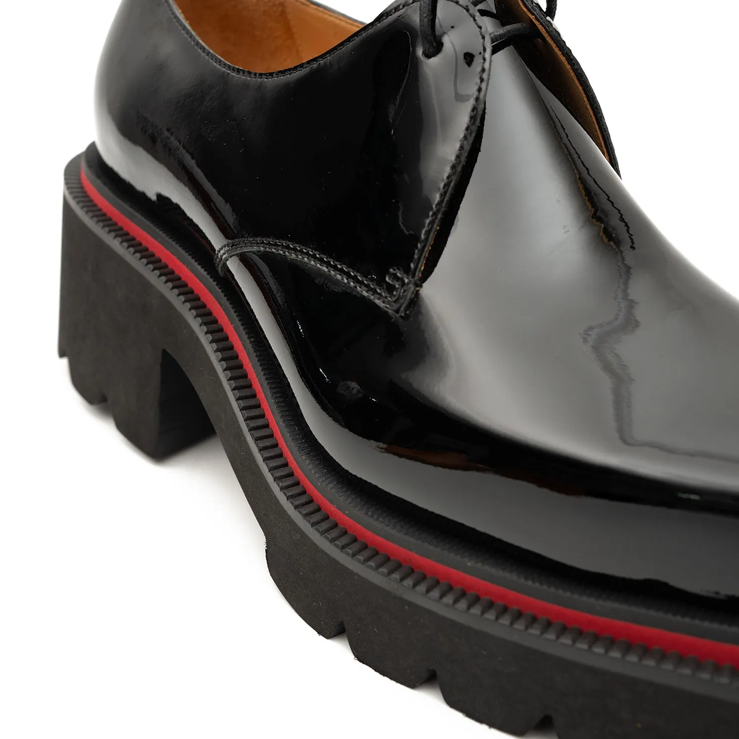 Men's Patent Leather Derby Shoes with Chunky Sole