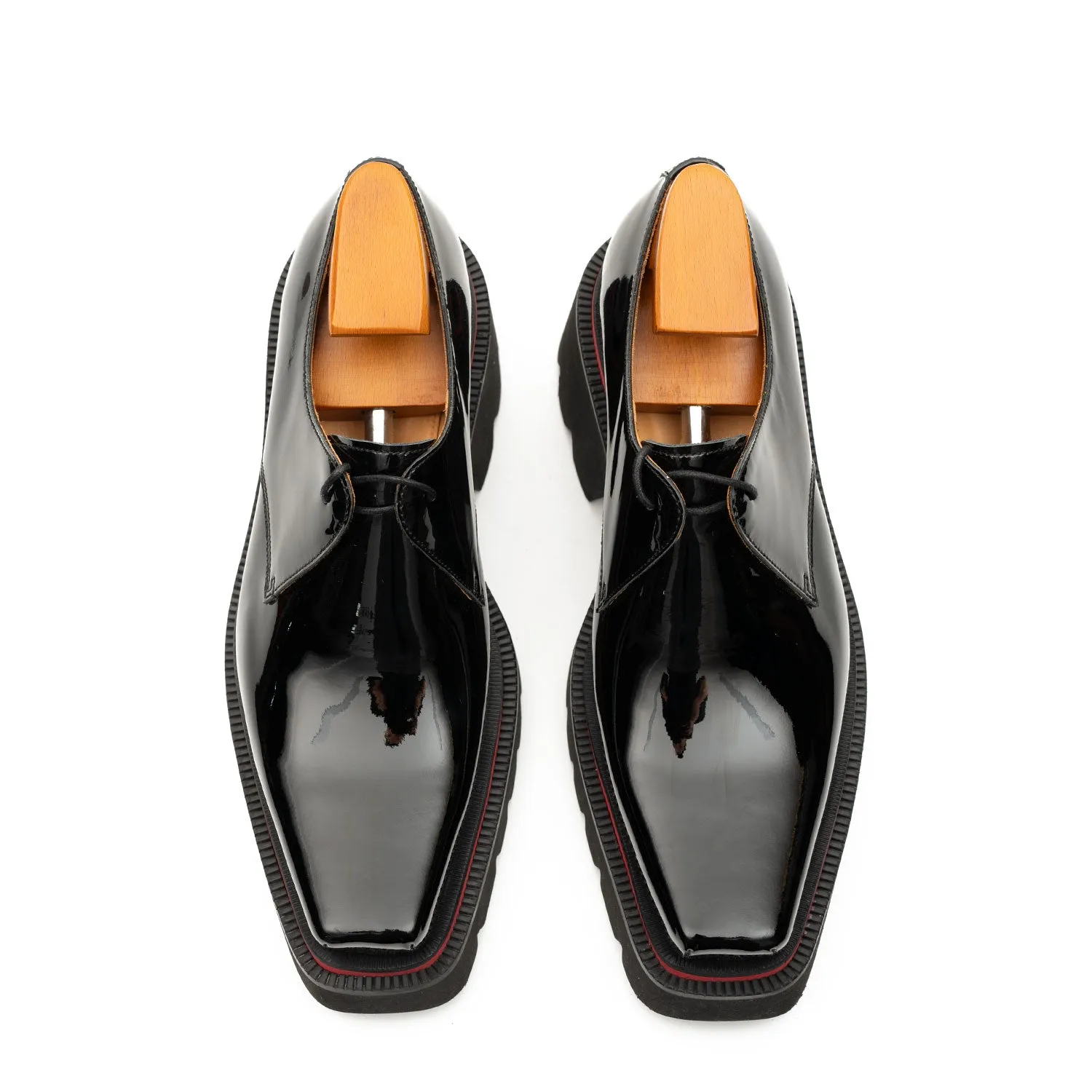 Men's Patent Leather Derby Shoes with Chunky Sole