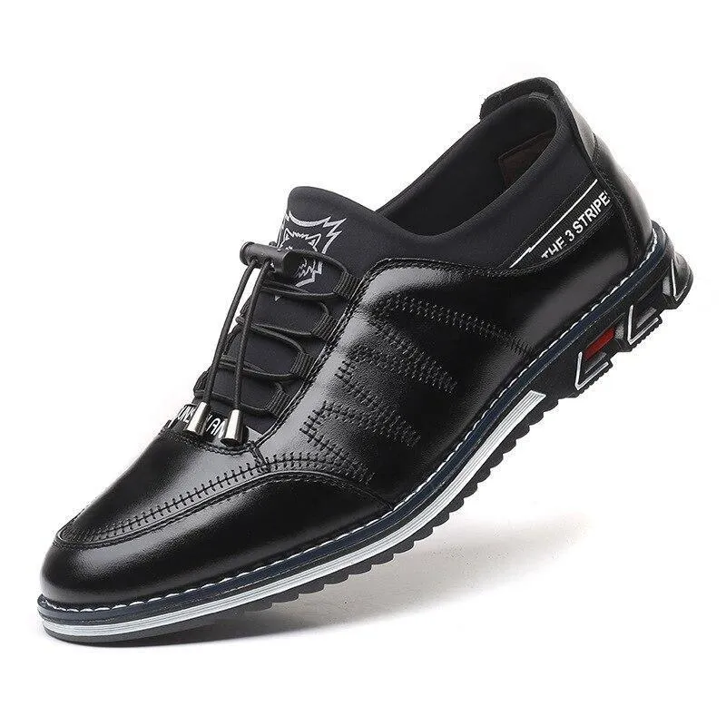 Men's real leather High quality elastic band Fashion design Solid toughness Comfortable business shoes