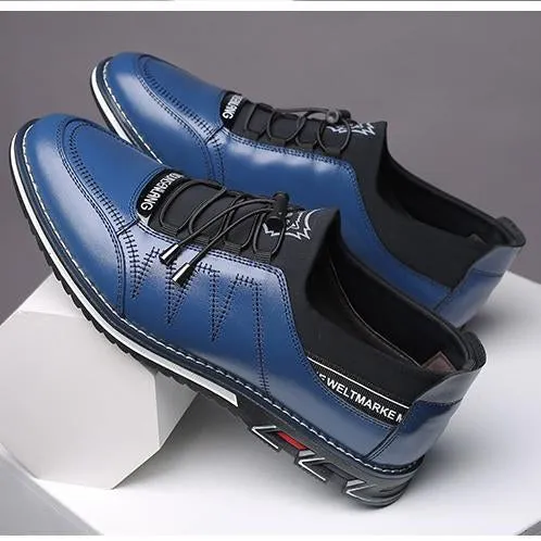 Men's real leather High quality elastic band Fashion design Solid toughness Comfortable business shoes