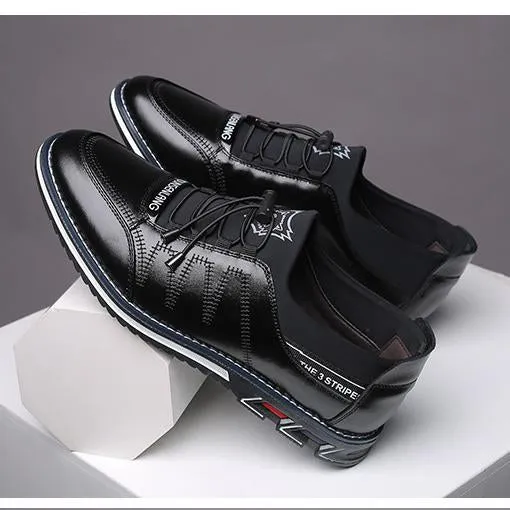 Men's real leather High quality elastic band Fashion design Solid toughness Comfortable business shoes