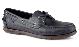 Navy Schooner Waxed Leather Boat Shoes