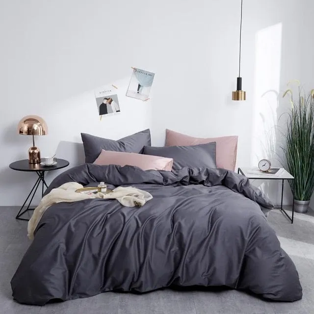 Pure Egyptian Cotton Solid Color Duvet Cover Set