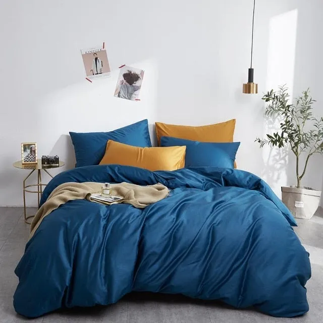 Pure Egyptian Cotton Solid Color Duvet Cover Set