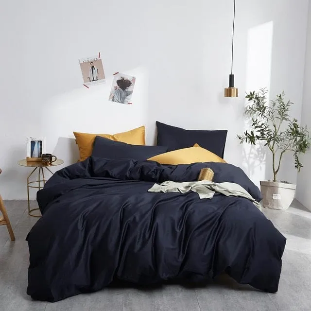 Pure Egyptian Cotton Solid Color Duvet Cover Set