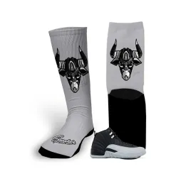 Retro 12 Wolf Grey War Bully Socks