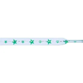 Stars Laces - Green Stars on White (1 Pair Pack) Shoelaces