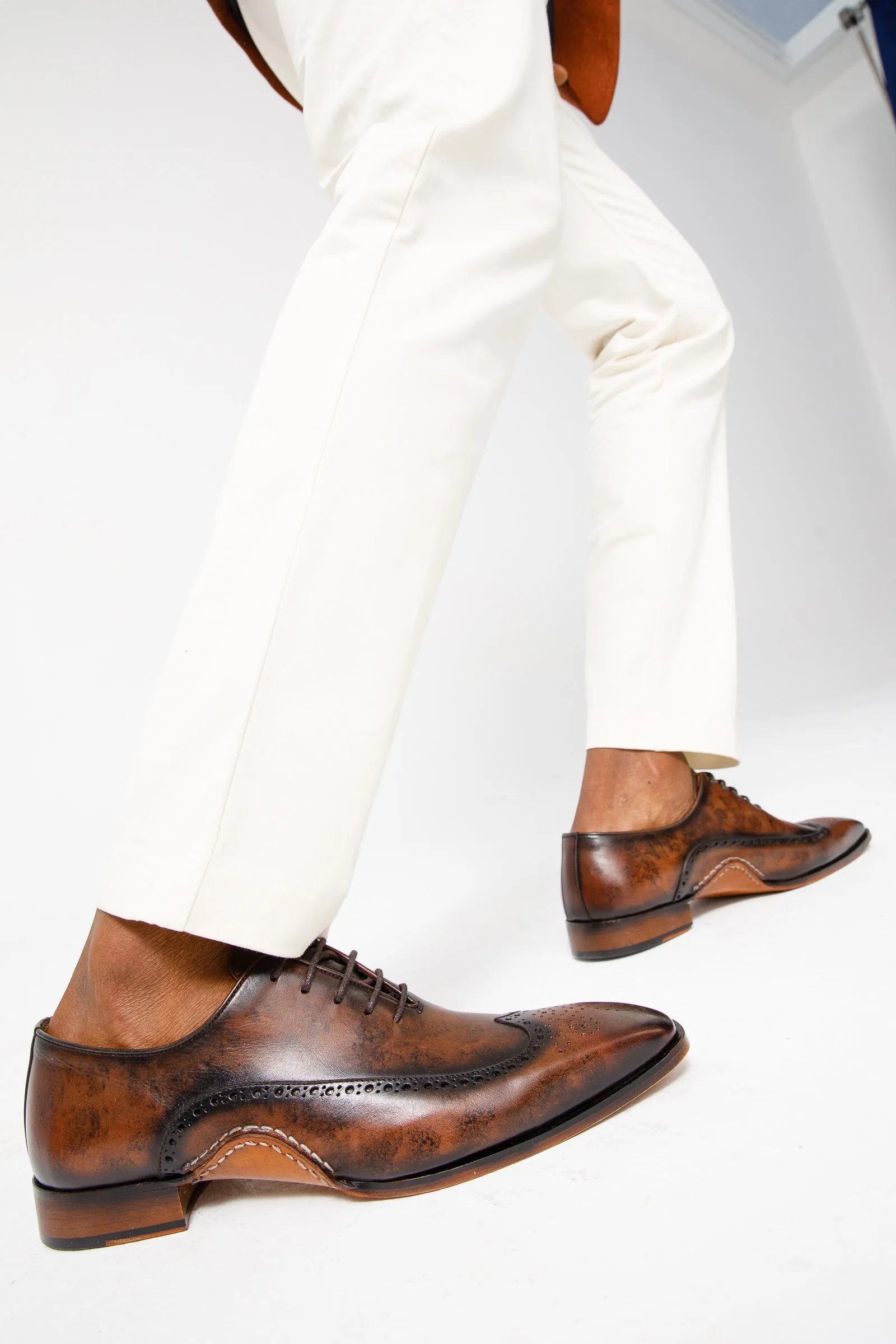 The Royal Hand Craft Brown Wingtip Oxford Men Shoe