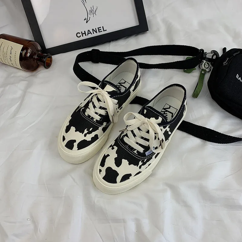 Top Cow White Female Korean Style Canvas Shoes