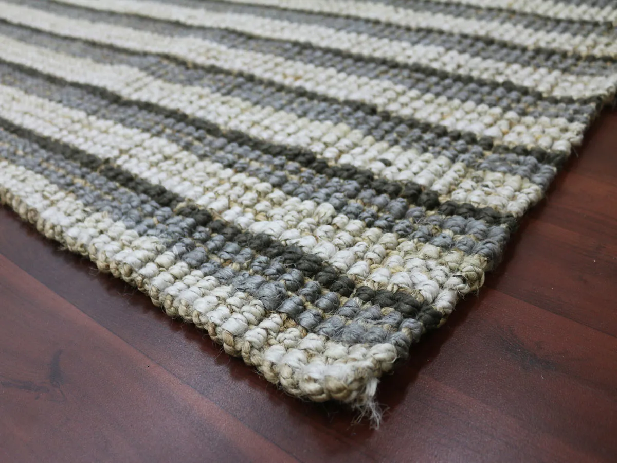 Tropics Striped Gray Hand-Woven Rug 2'3"x8'