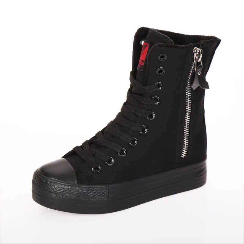 Uniwim Punk Black Zipper Canvas Shoes SE21370