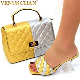 Venus Chan Sexy Slip-On Square Toe Heel Shoes with Matching Bag