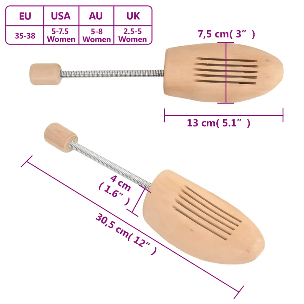 vidaXL Shoe Trees 2 Pairs EU 35-38 Solid Wood Lotus