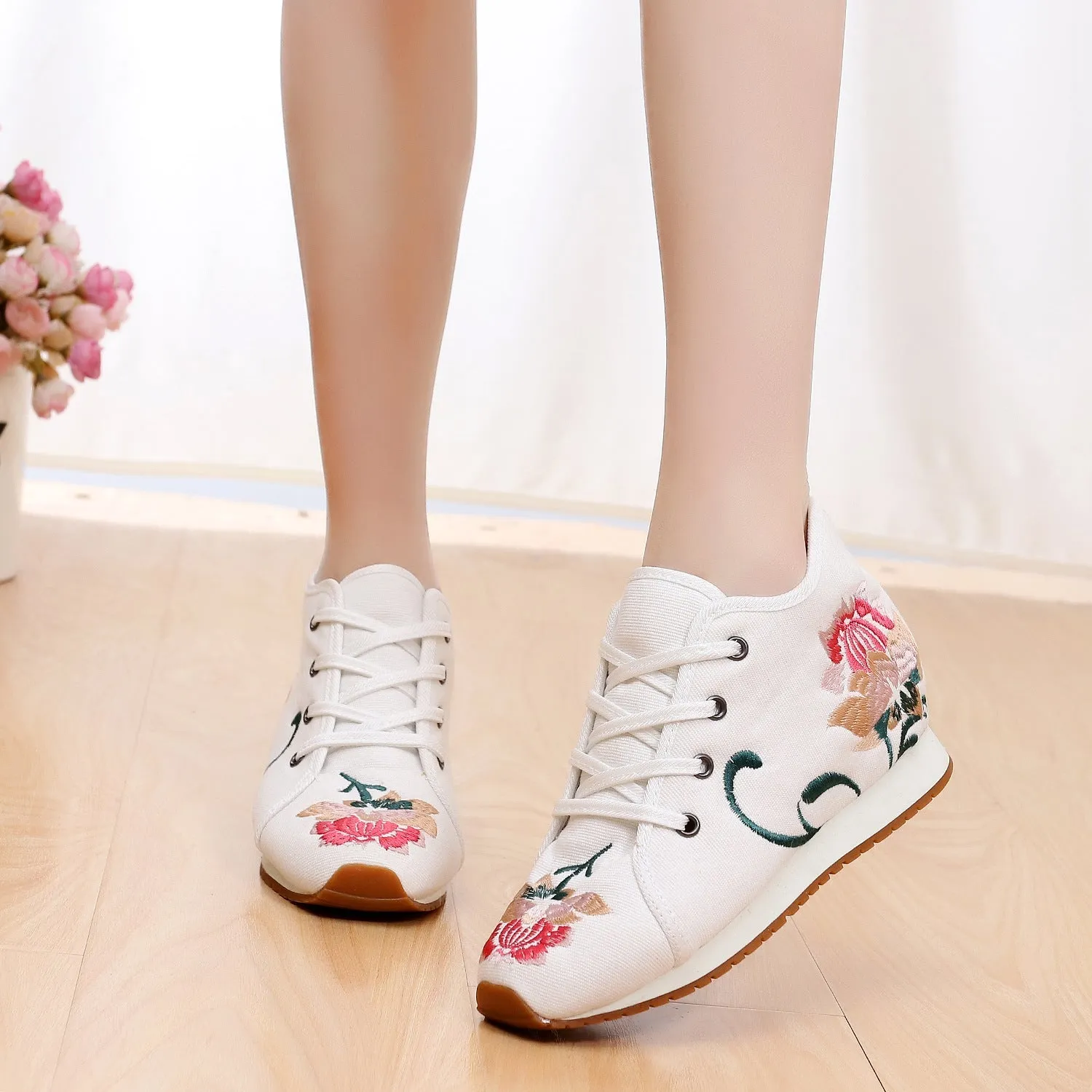 Women's Buckle Female Cloth Ethnic Style Canvas Shoes