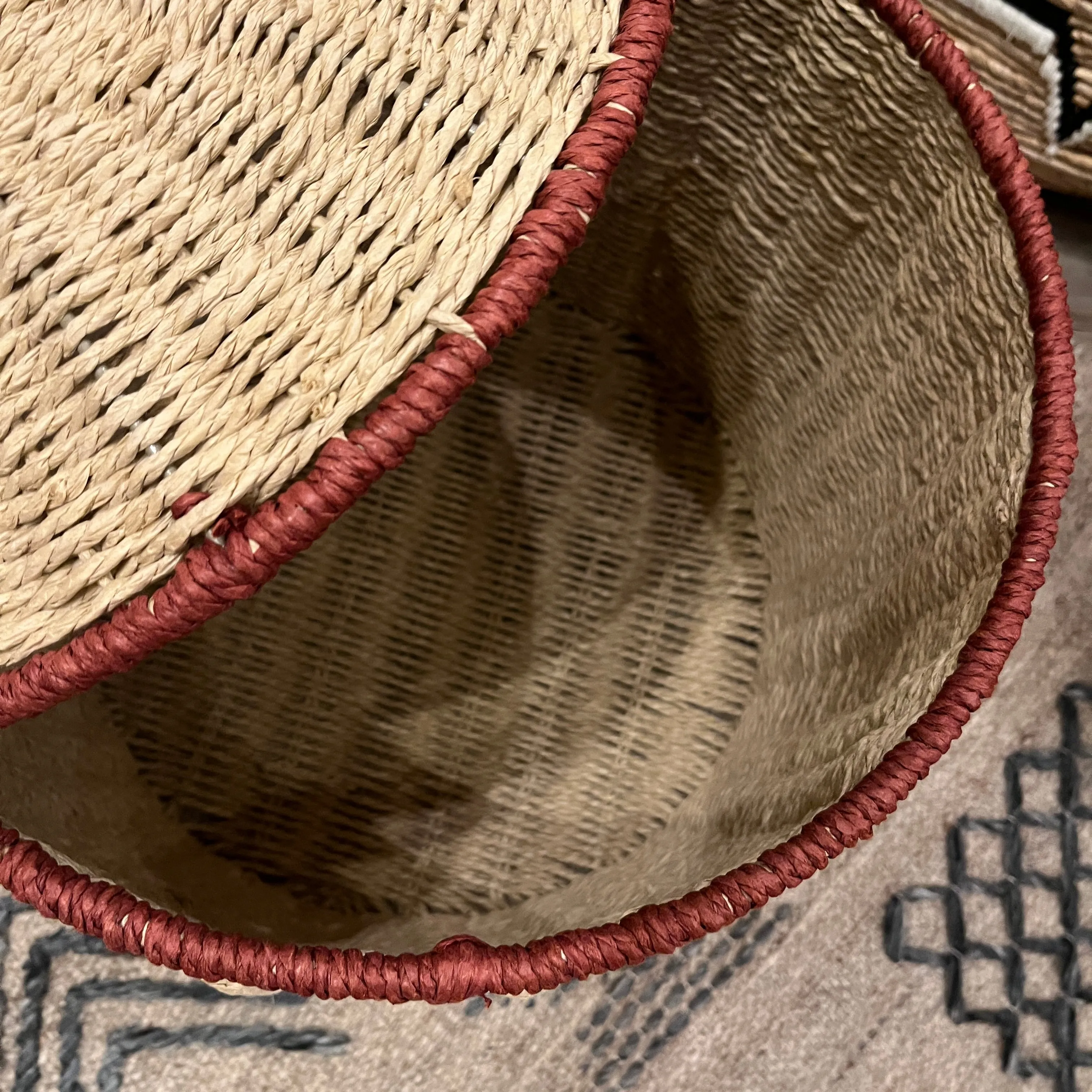 Woven Paper Rope Lidded Basket