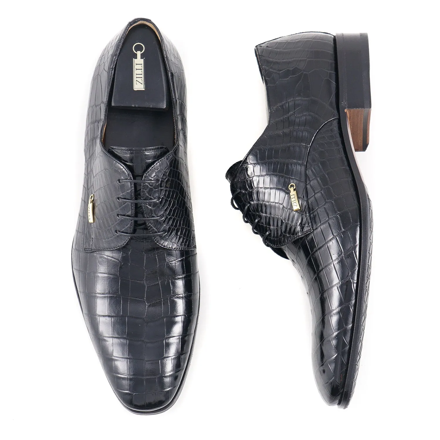 Zilli Black Full Crocodile Derby